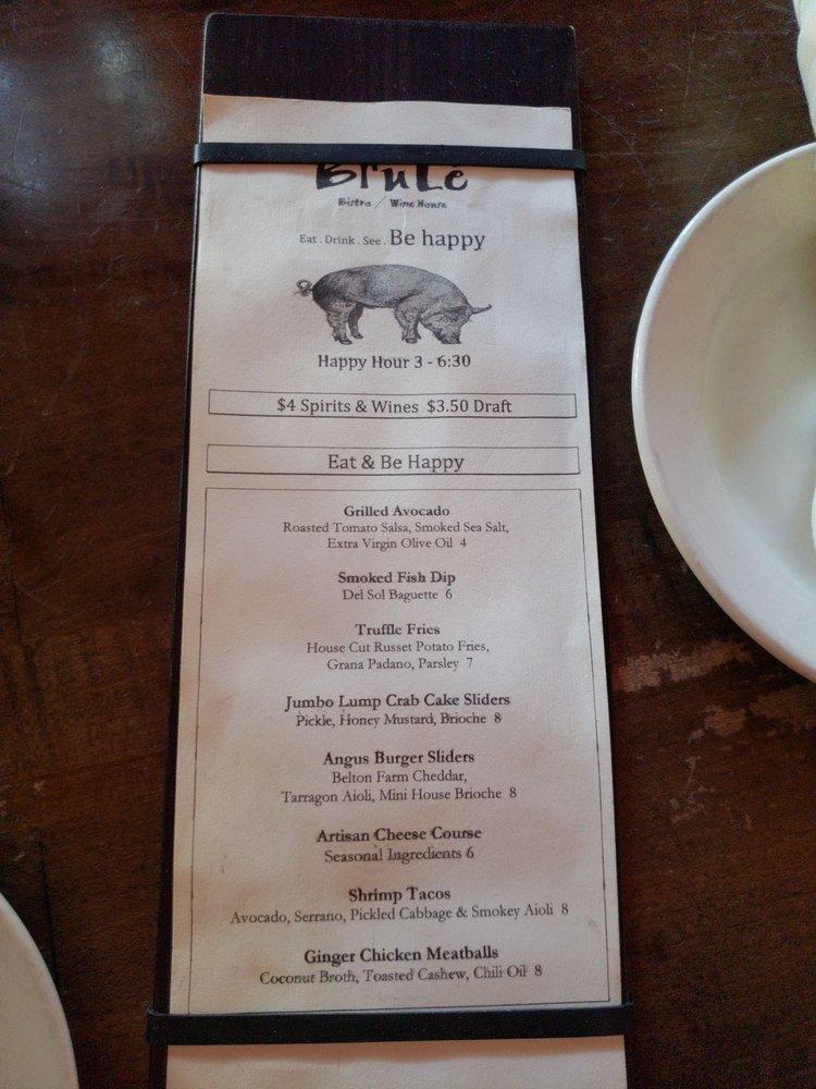 Menu at Brule Bistro pub & bar, Delray Beach