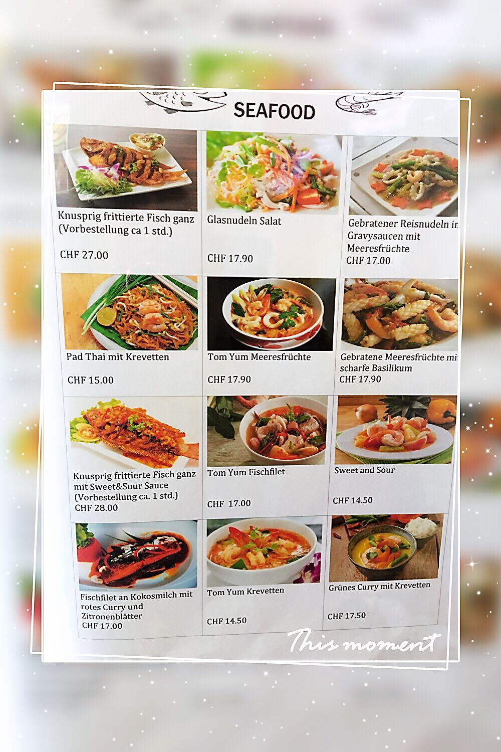 Menu at Mai Thai, Biel/Bienne