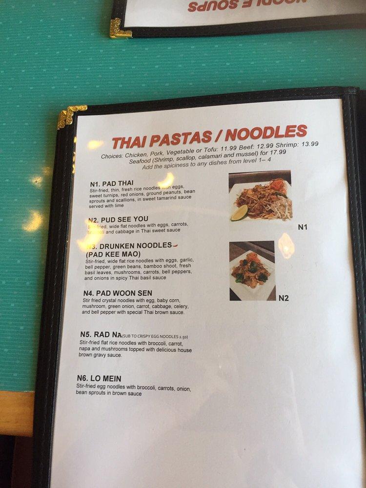 Menu at Manee Thai Cuisine In restaurant, Indianapolis