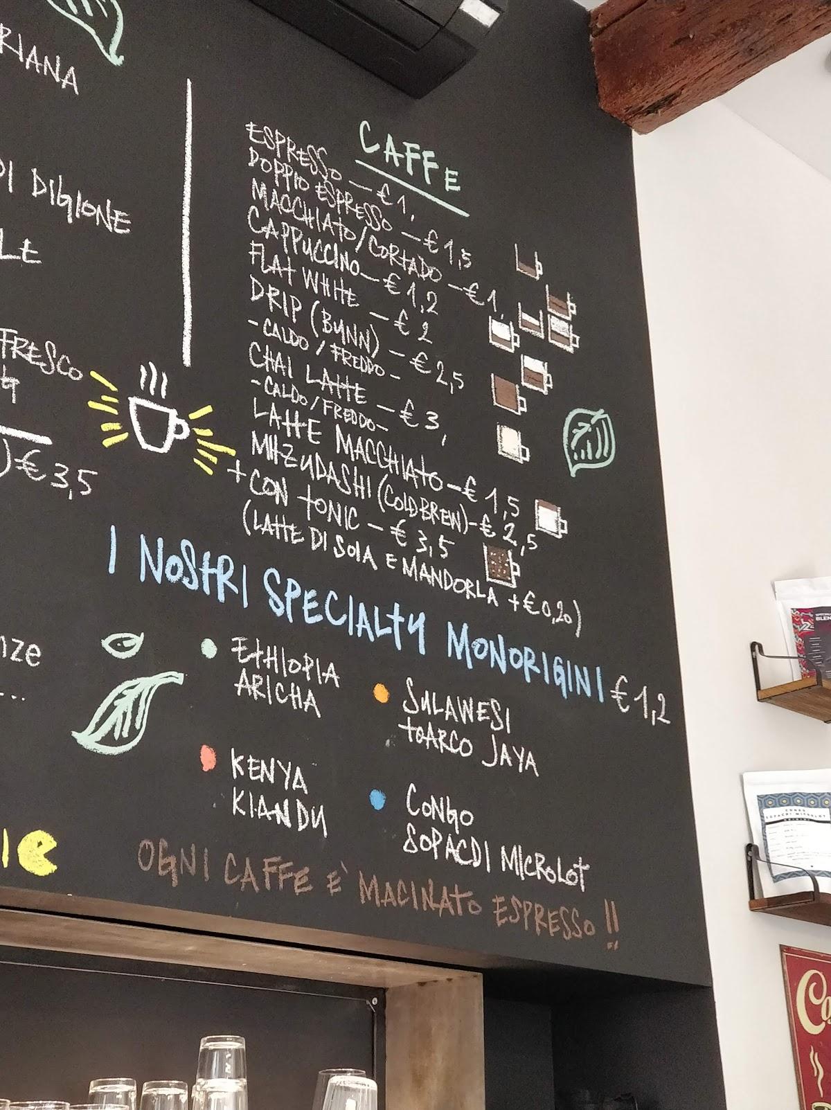 Menu at Coffee Mantra cafe, Florence
