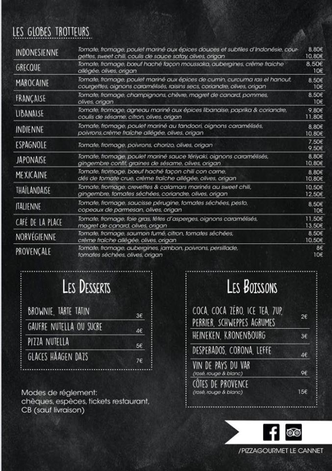 Menu at Pizza Gourmet restaurant, Le
