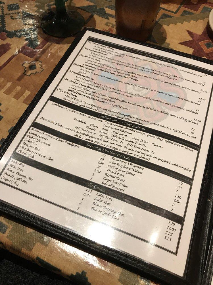 Menu at Sierras Grill & Taqueria pub & bar, Beltsville