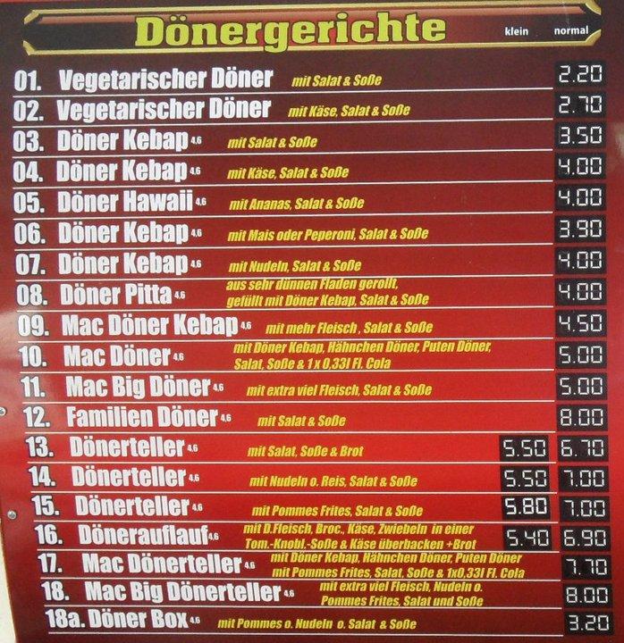 Speisekarte von M c Döner pizza Halberstadt