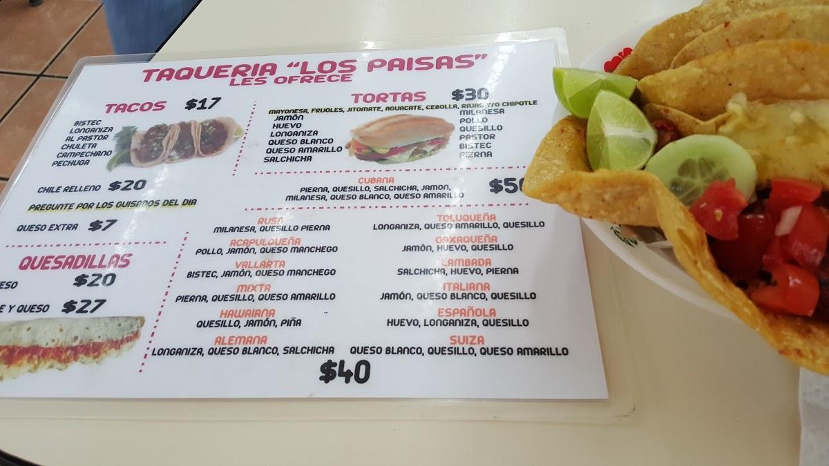 Menu at Taqueria Los Paisas restaurant, Mexico City, Colones 139