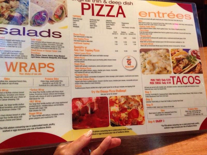 Menu at Chicago Pizza & Sports Grille pub & bar, Smyrna