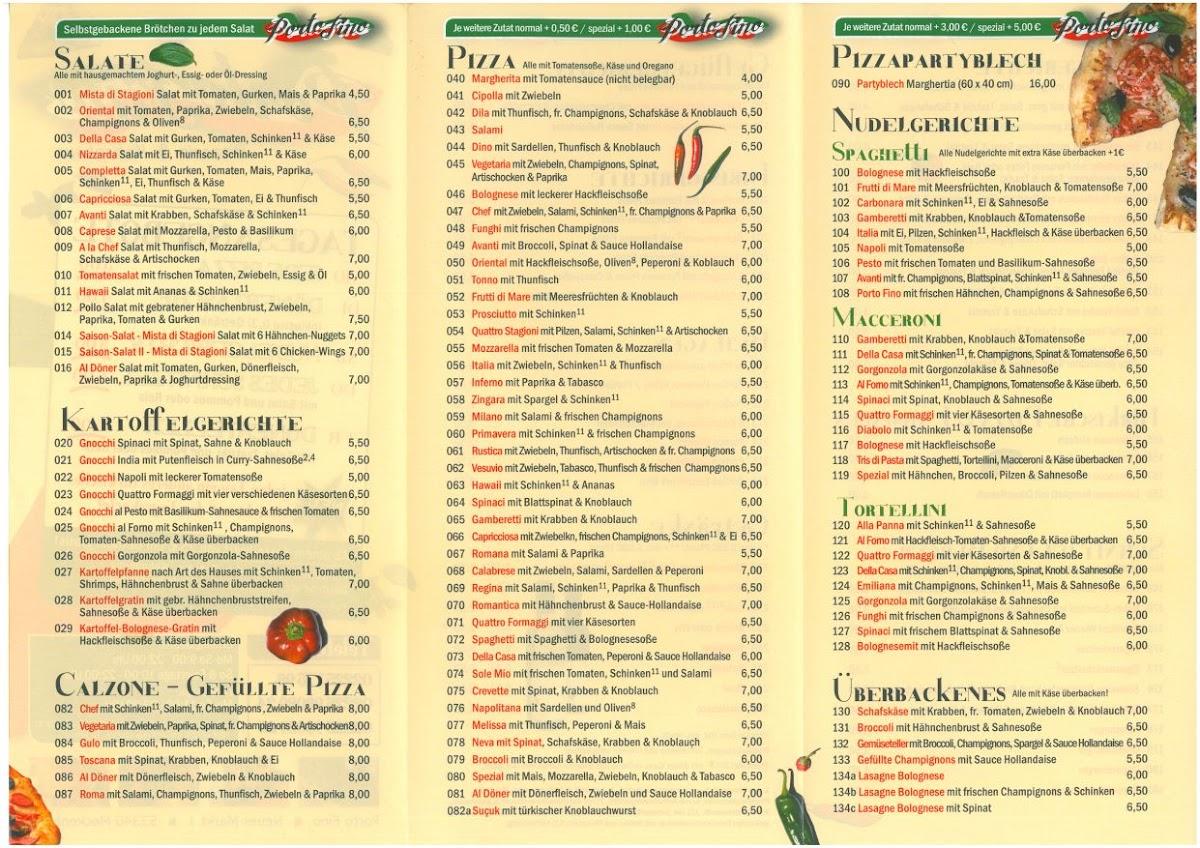 Speisekarte von Pizzeria Porto Fino, Meckenheim