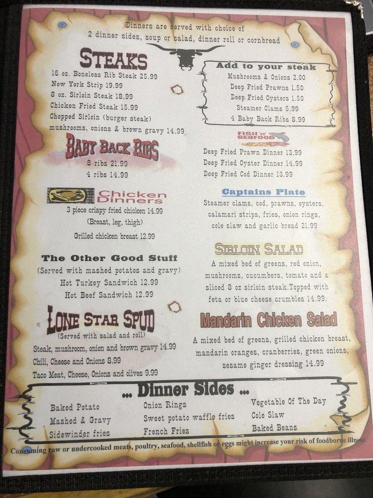 Menu At The Lonestar Pub Bar Concrete