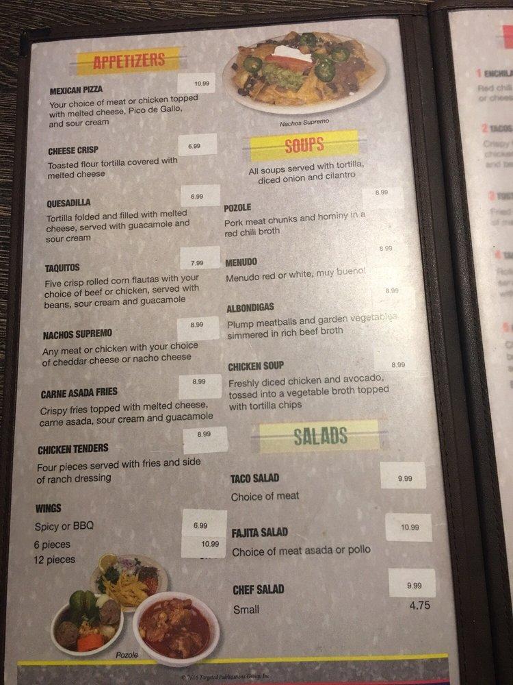 Menu at El Sarape Restaurant, Parker