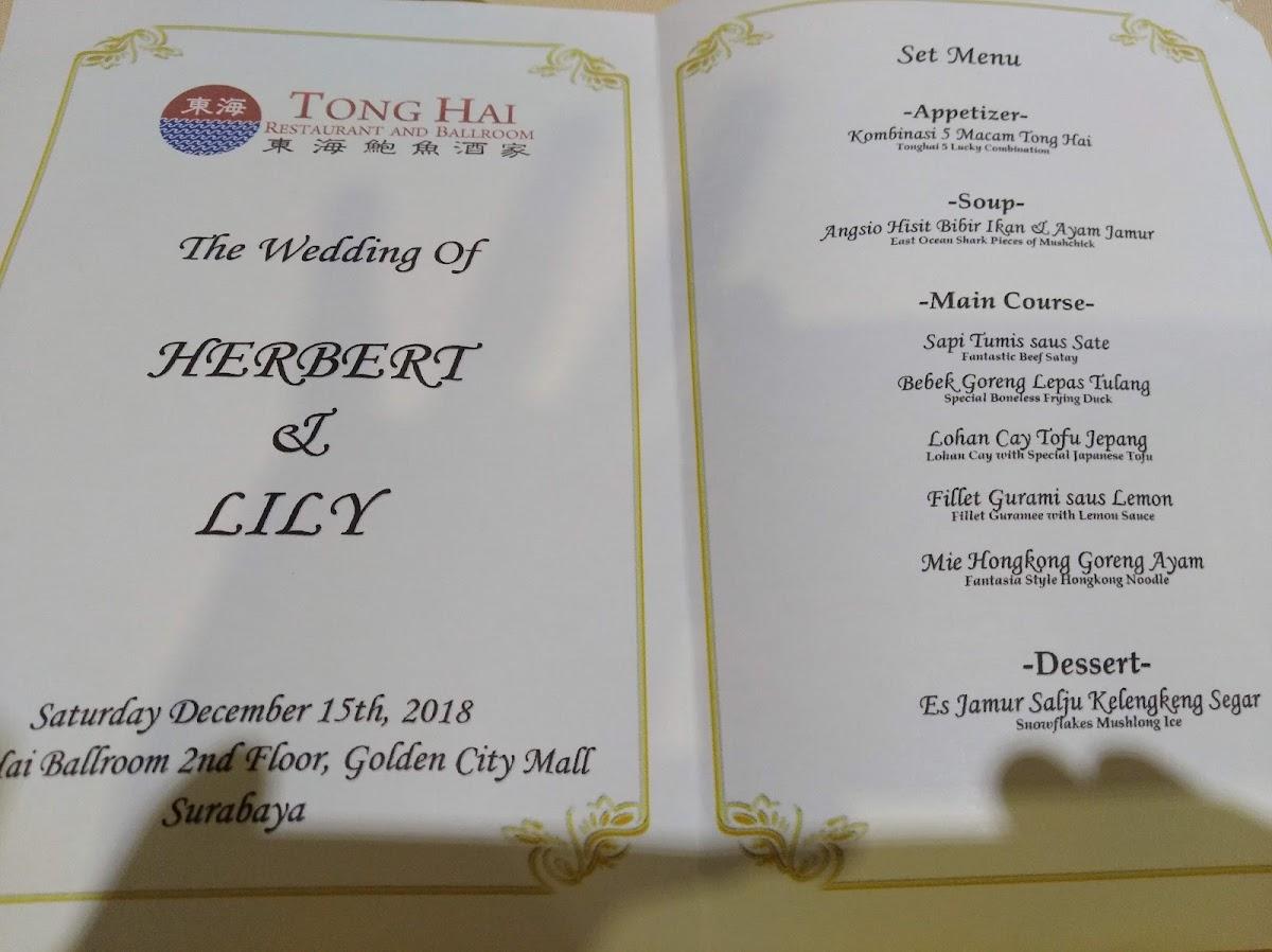 Menu at Tong Hai Abalone Restaurant, Surabaya