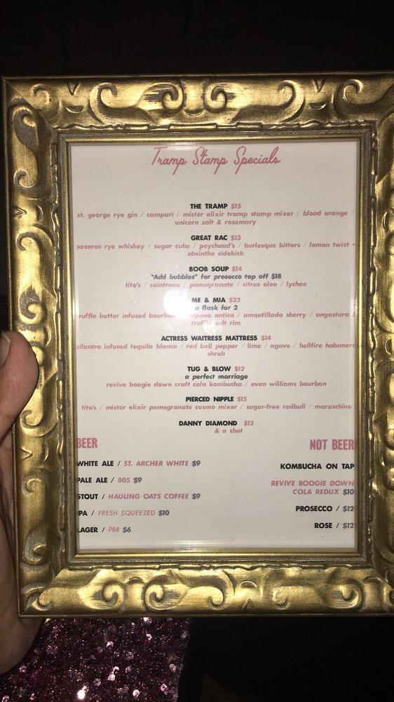 Menu at Tramp Stamp Granny's pub & bar, Los Angeles