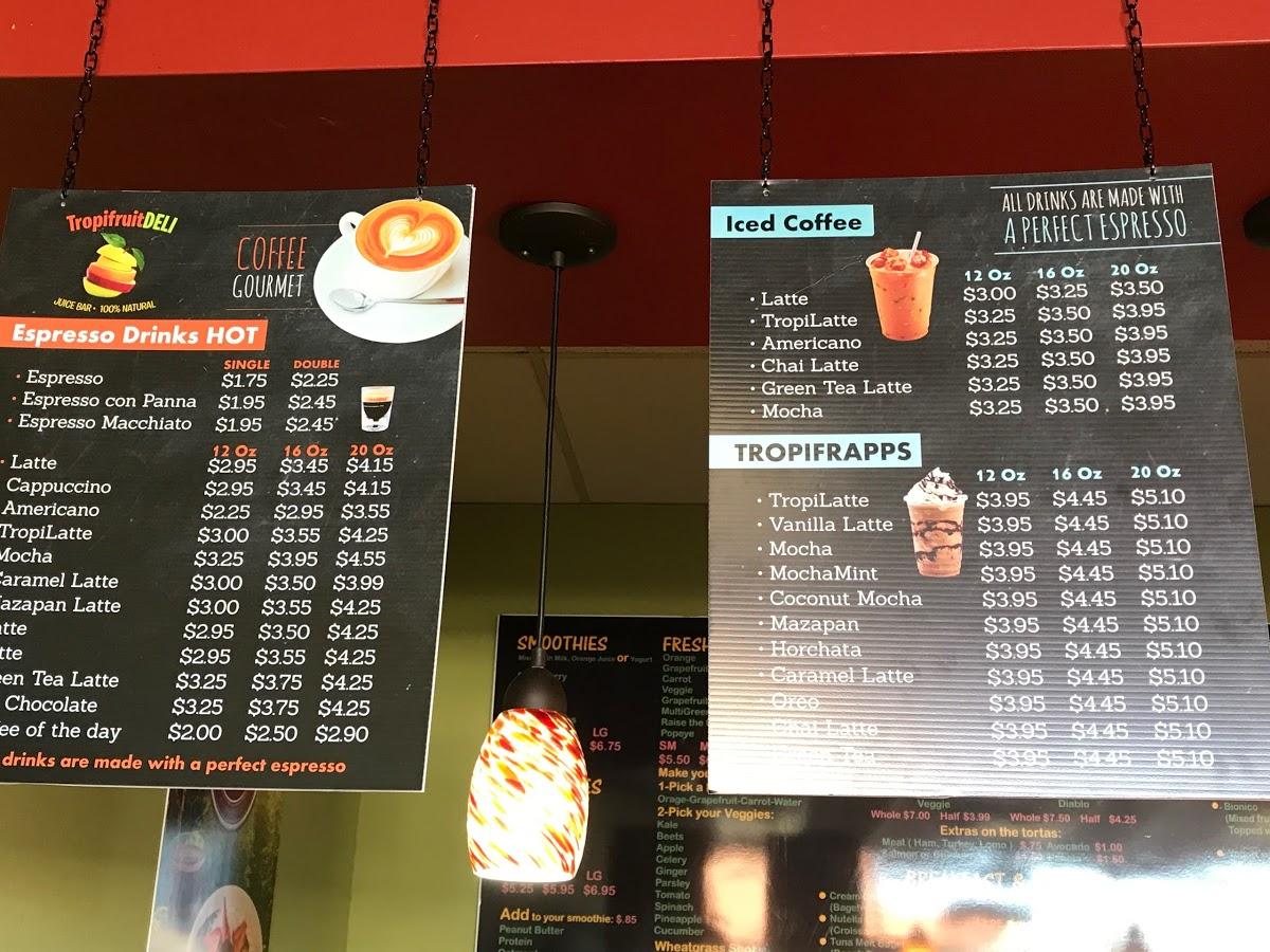 Menu at Tropifruit Juice Bar, El Cajon, 762 N Johnson Ave