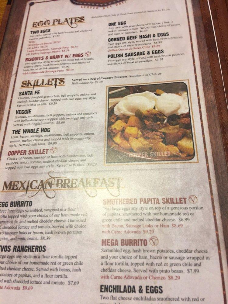 Menu at Copper Canyon Cafe, Albuquerque