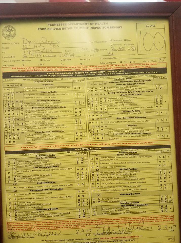Menu at Dairy Queen fast food, Tiptonville, 121 Carl Perkins Pkwy