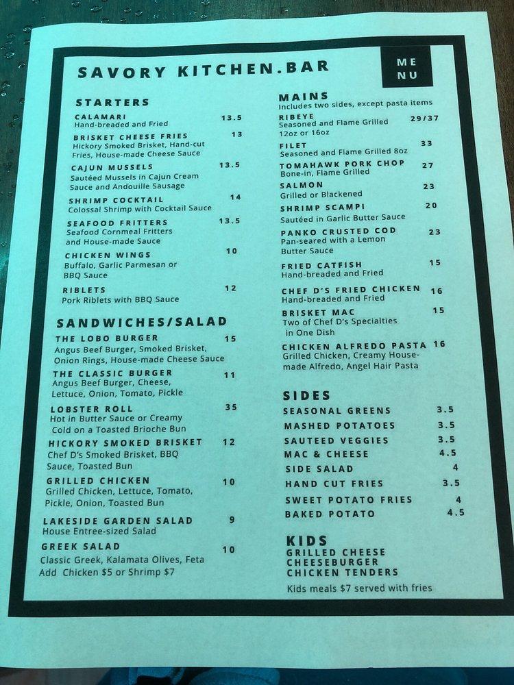 Menu at Savory Kitchen Catering restaurant, Little Elm