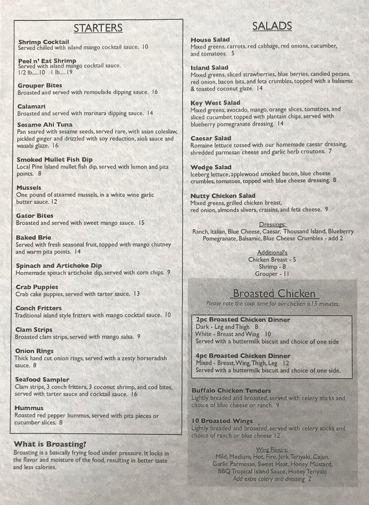 Menu at Hooked Island Grill pub & bar, Matlacha