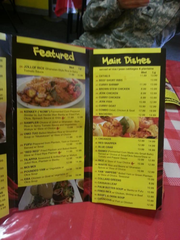 Menu at A&H African & Jamaican Restaurant, Lindenwold