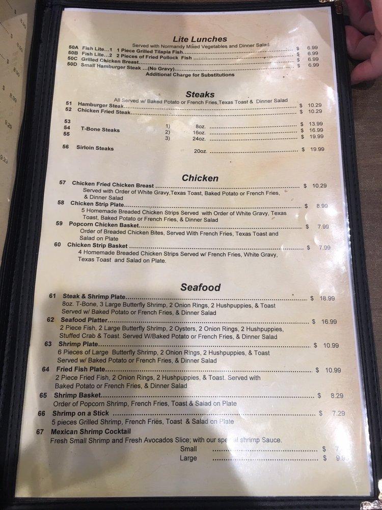 Menu at Circle G Restaurant, Poth