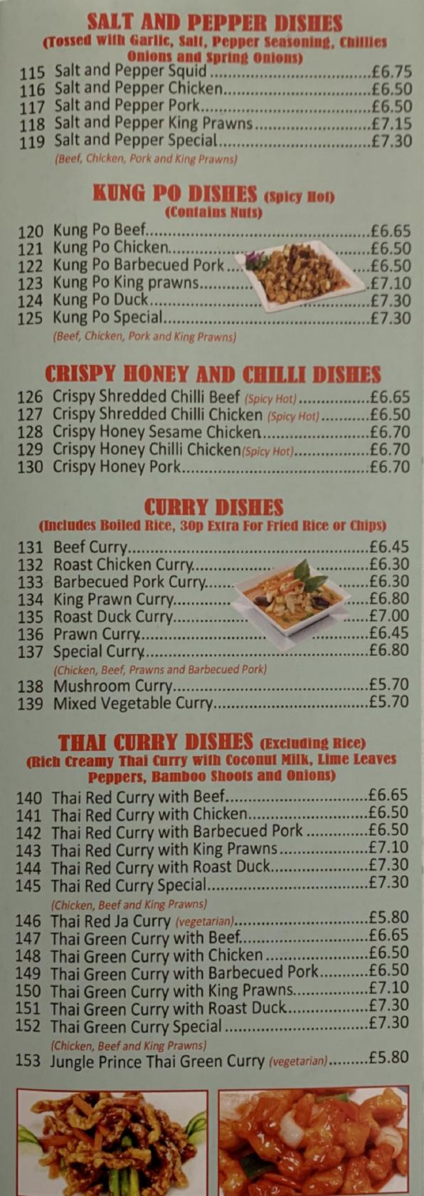 Menu at Lotus Garden fast food, Holyhead