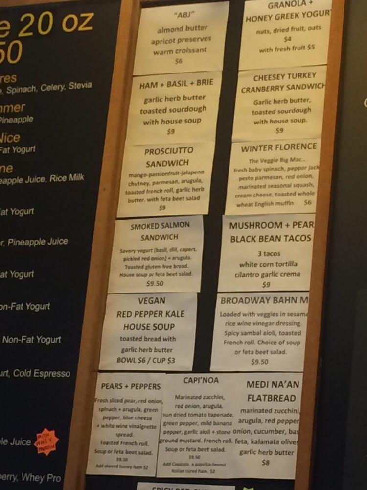 Menu at Happy Belly eatery + juice bar,
