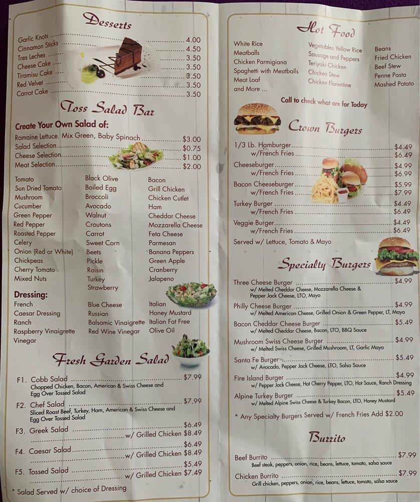 Menu at Crown Deli pizzeria, Valley Stream, 519 W Merrick Rd