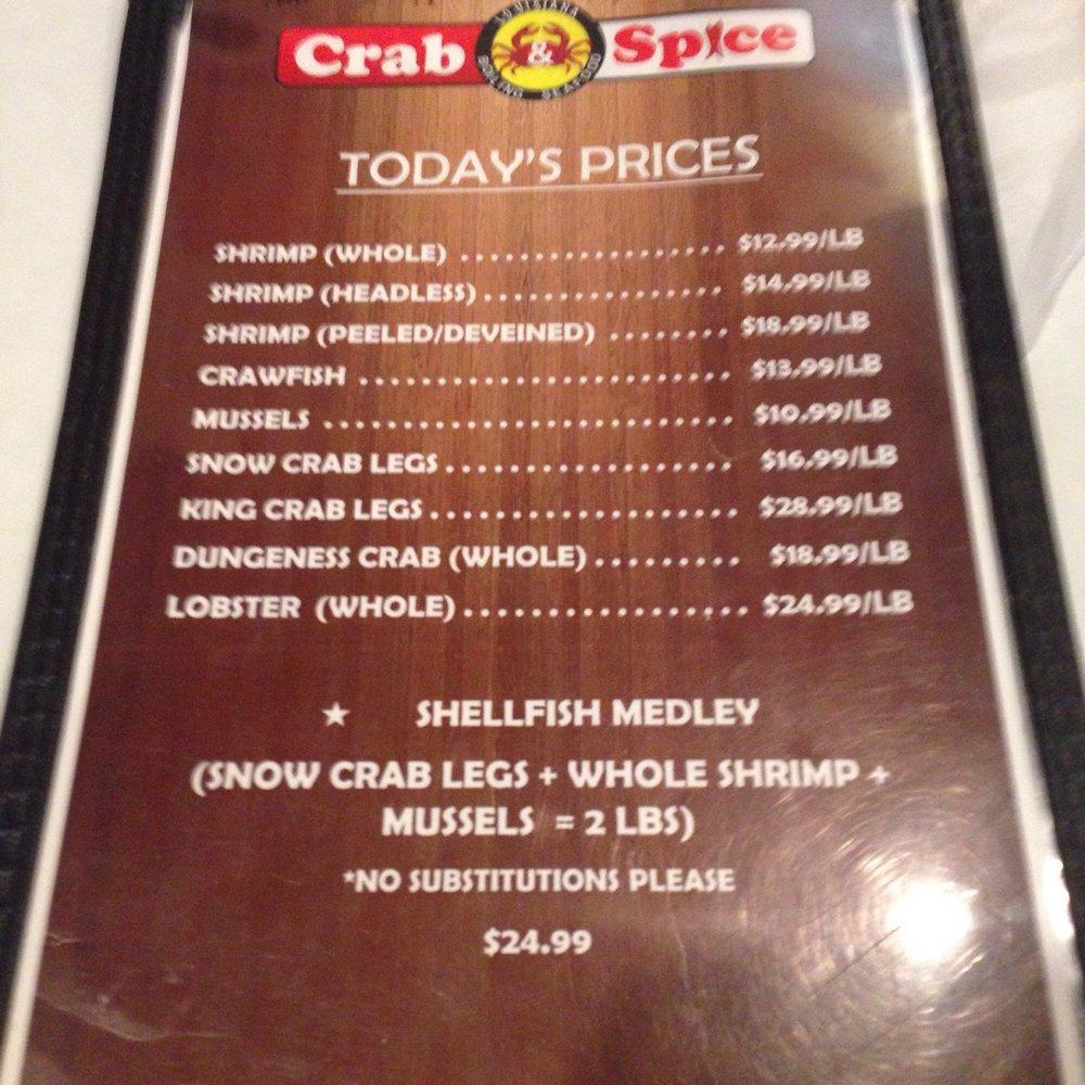 Menu at Crab & Spice restaurant, Woodridge