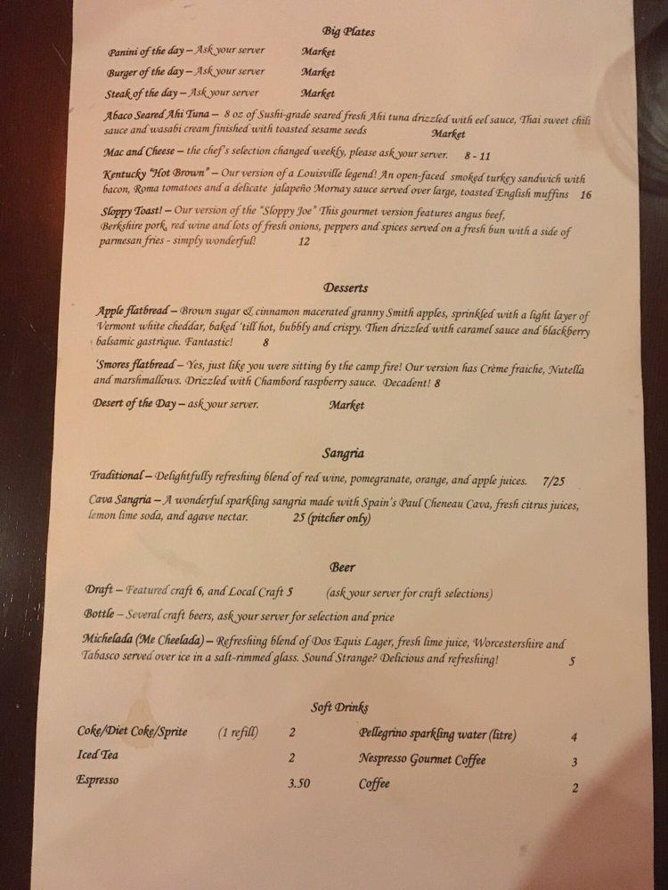 Menu at Toast Wine Bar & Resturant, Niceville