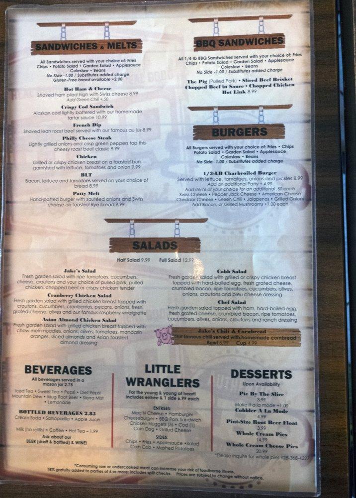 Menu at Grumpy Jake's BBQ & Catering, Pinetop-Lakeside