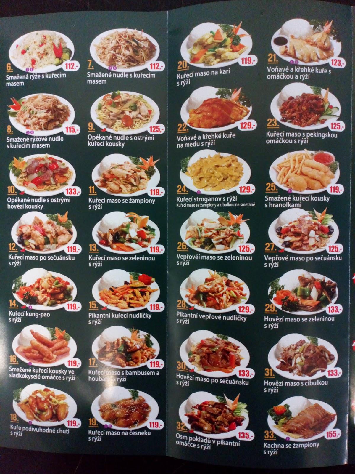 Menu at Asian Wok restaurant, Ovčáry