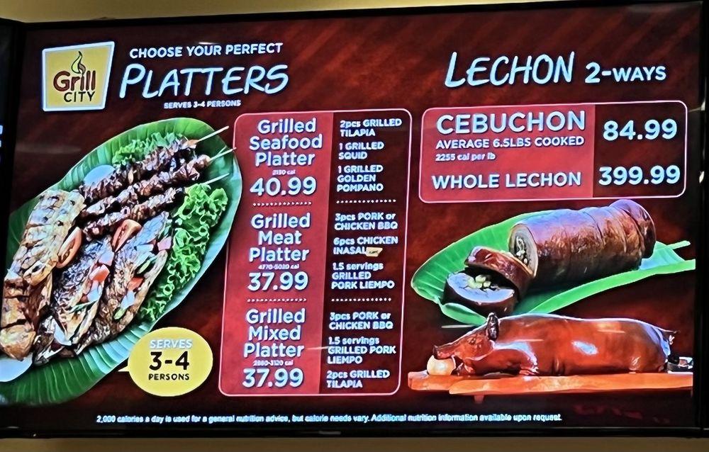 Menu at Grill City BBQ, Tukwila, Southcenter Mall