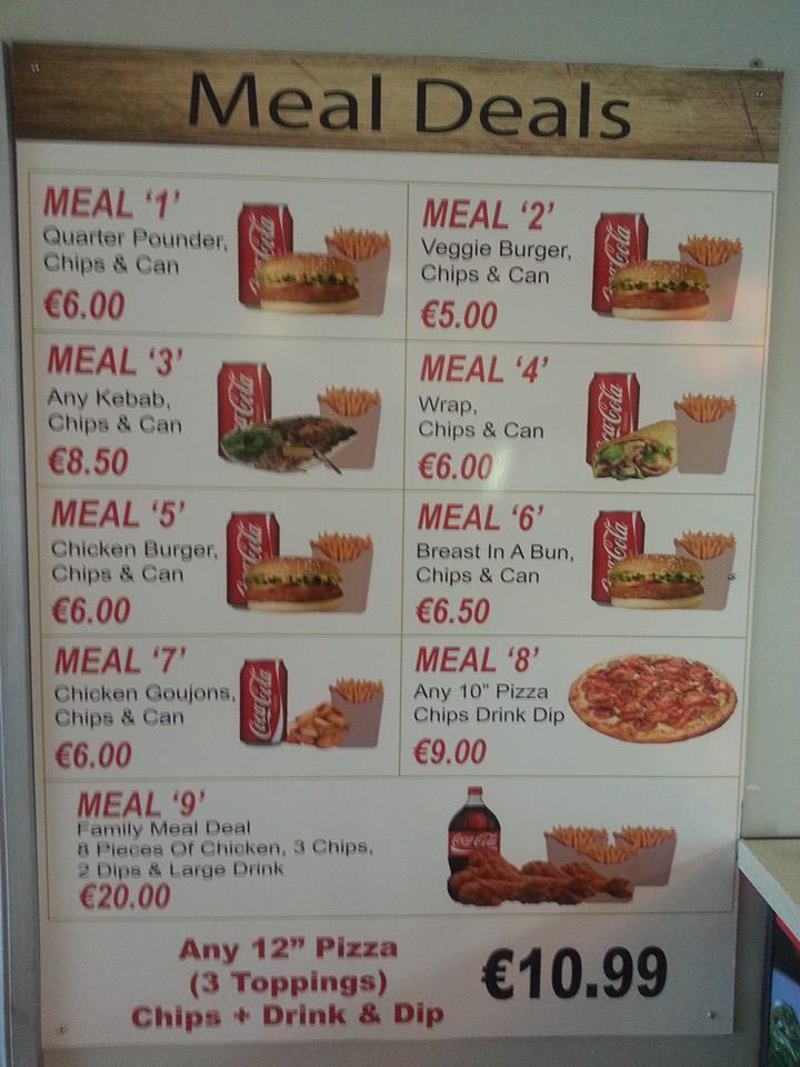 Menu at Mr. Kebab restaurant, Milltown, Church St