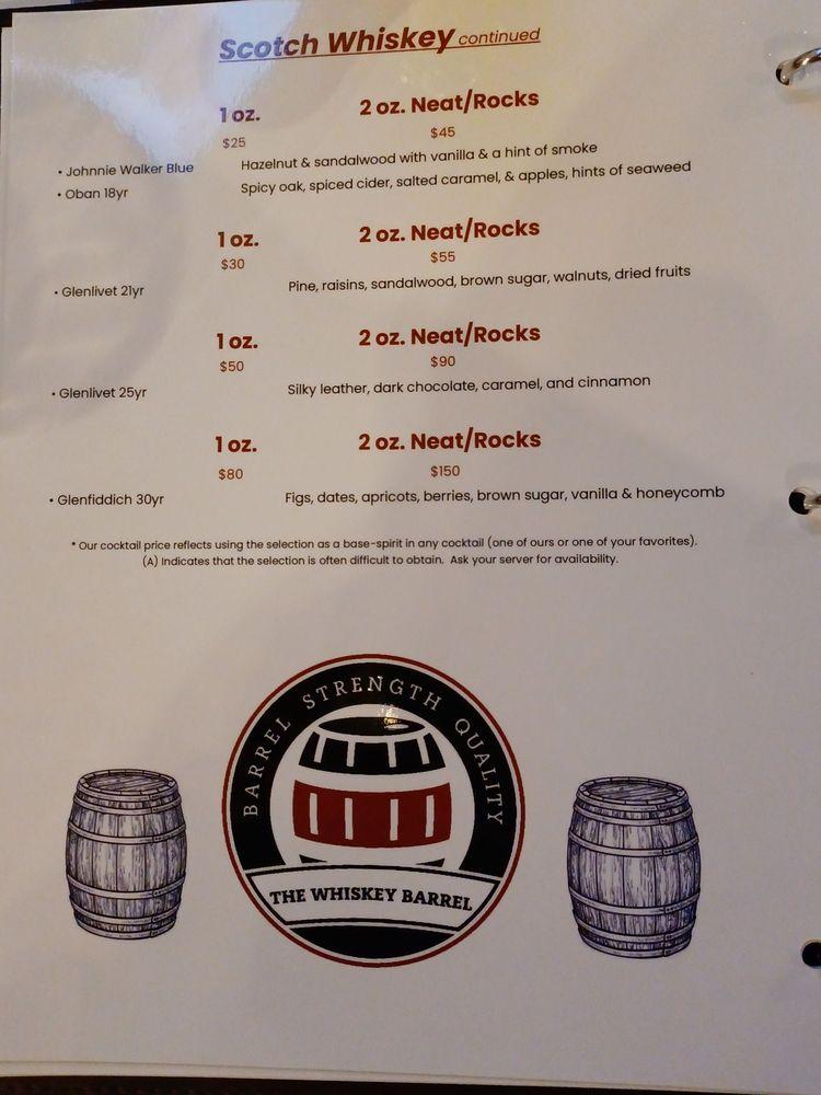Menu at The Whiskey Barrel, Port Jefferson