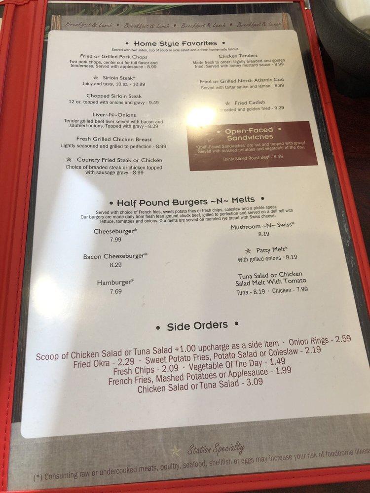 Menu at Davenport Diner restaurant, Davenport, US Hwy 27