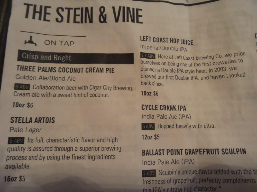 Menu at The Stein & Vine pub & bar, Brandon