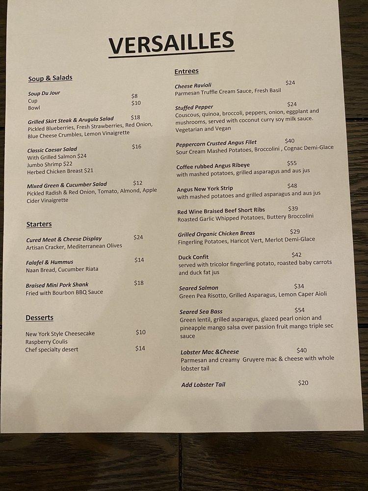 Menu at Versailles Restaurant & Bar, Braselton