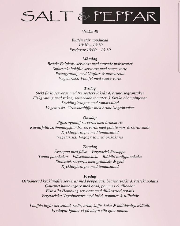 Menu at Restaurant Salt & Pepper, Gävle