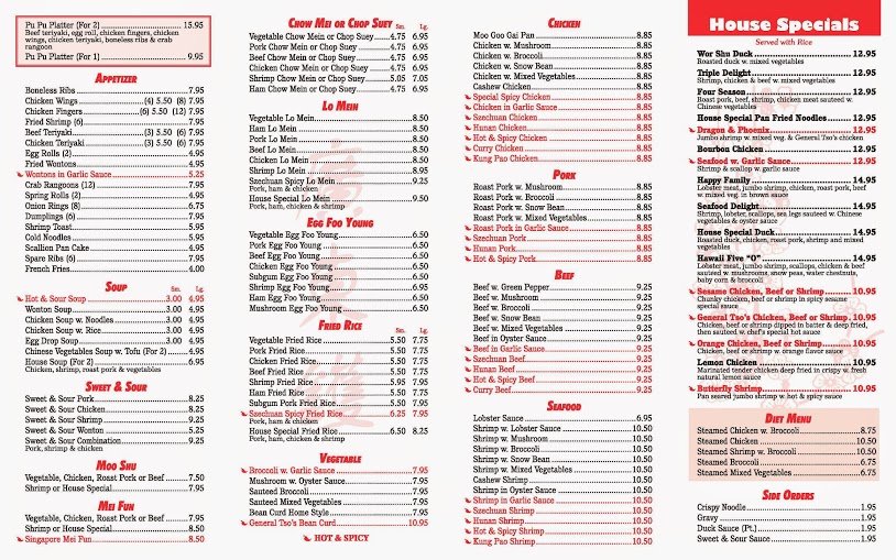 Menu at Canton Wok restaurant, Lewiston