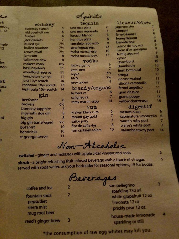 Menu at The Cellar Door pub & bar, Port Townsend