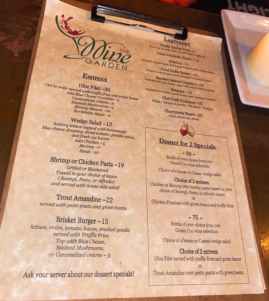 Menu at The Wine Garden pub & bar, Slidell