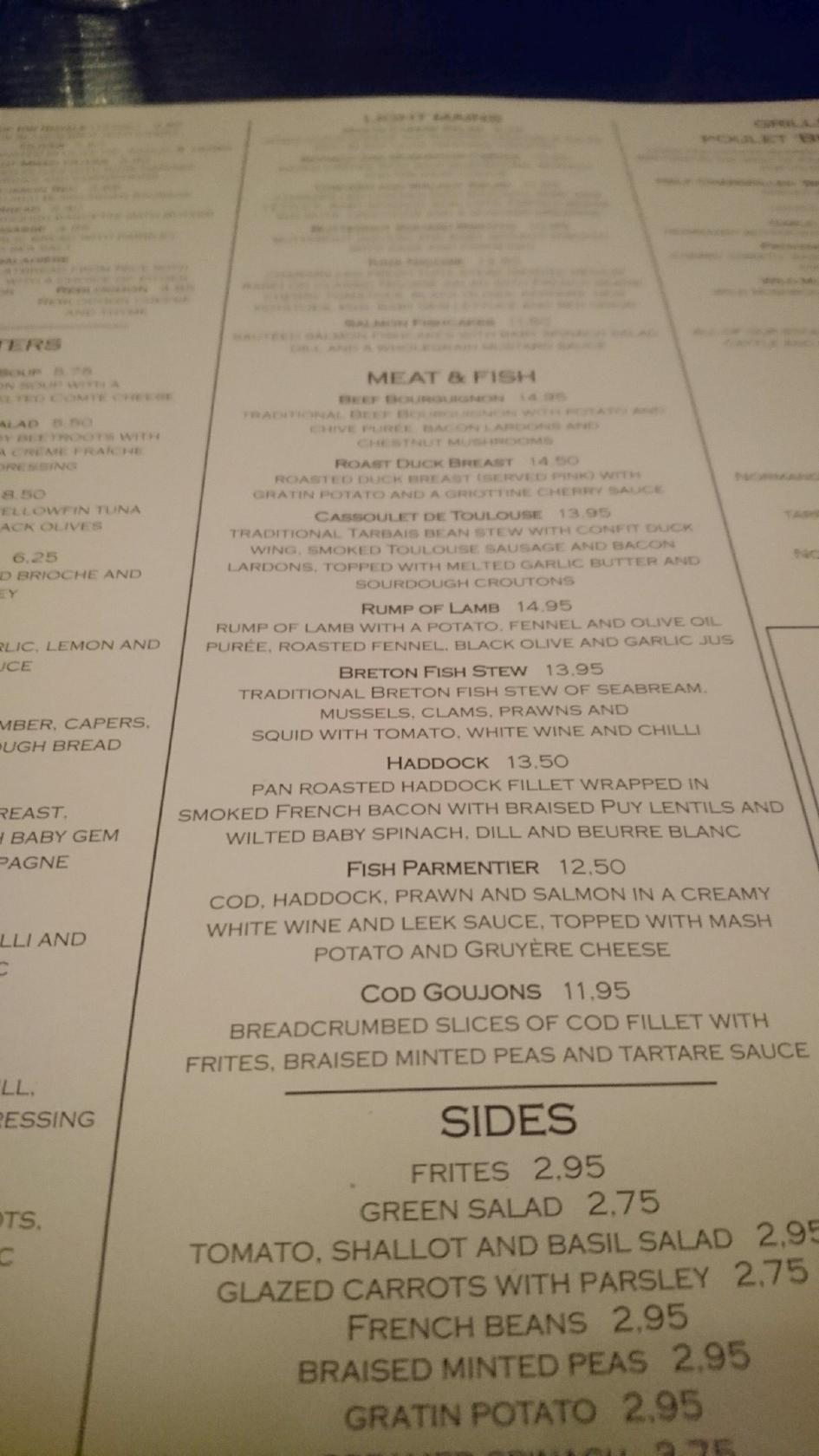 Menu at Côte Sevenoaks pub & bar, Sevenoaks