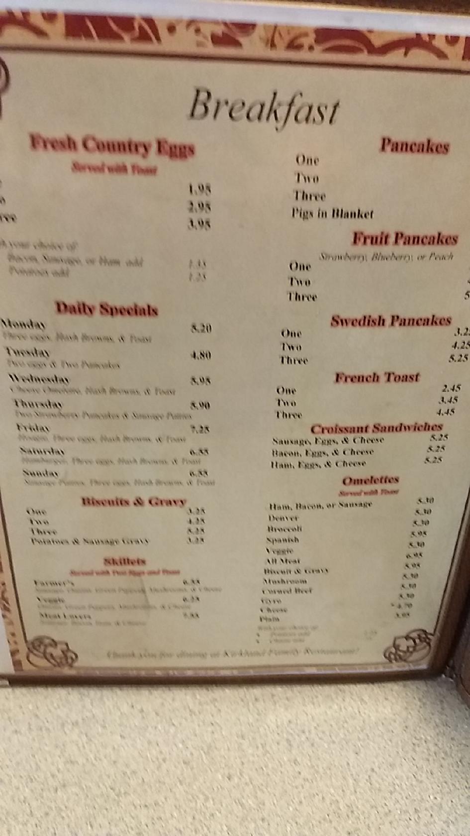 Menu at Kirkland Family Restaurant, Kirkland