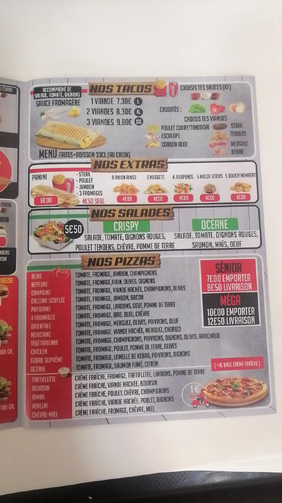 Menu at Pizza pizzeria, Melun