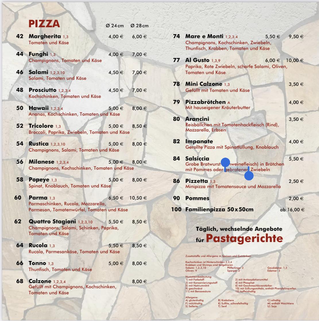 Menu At Pizzeria Il Gusto To Go Beverungen