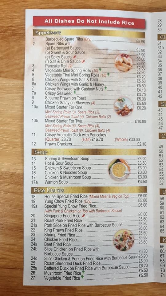 Menu at Sunrise fast food, Shepton Mallet