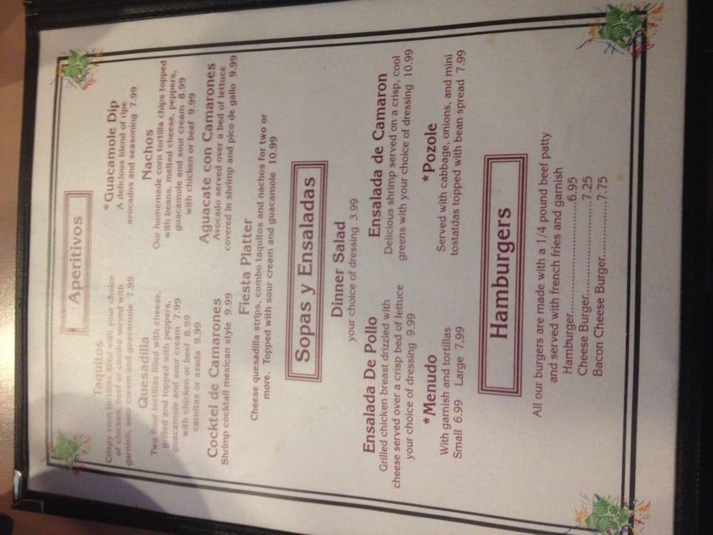 Menu at Las Cazuelas Restaurant, Nipomo