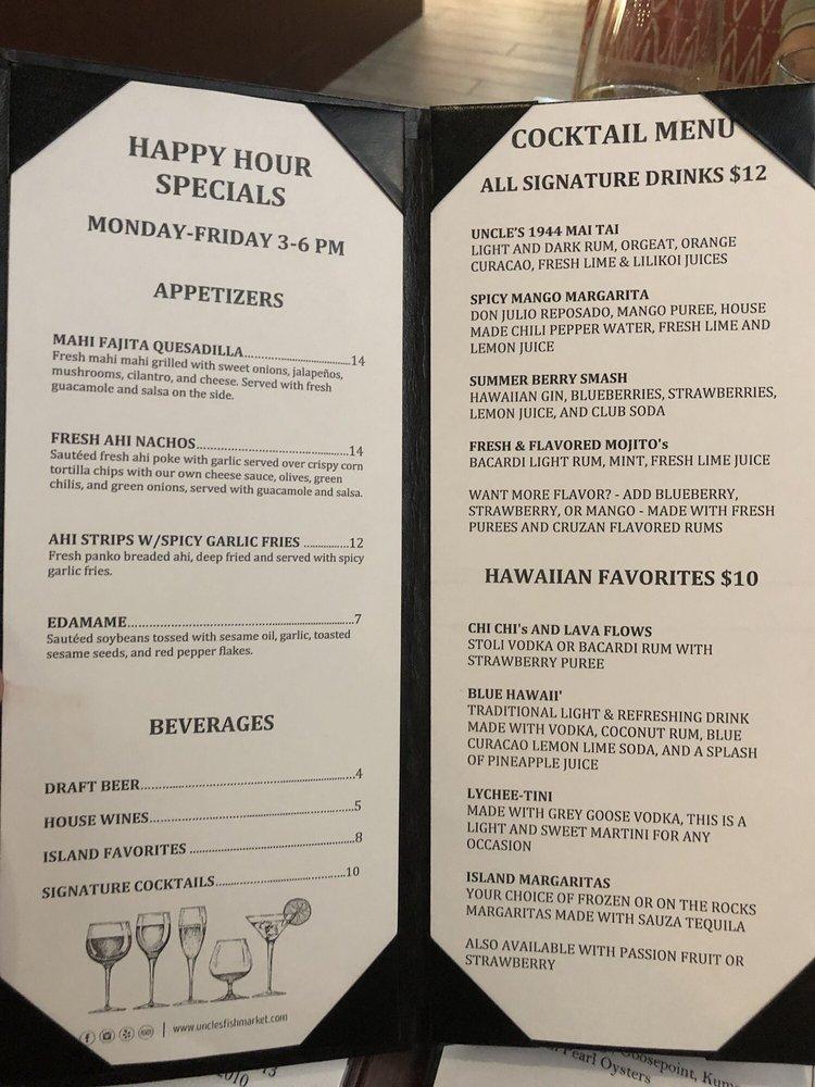 Menu at *PIER 38 LOCATION CLOSED PERMANENTLY* Uncle's Fish Market