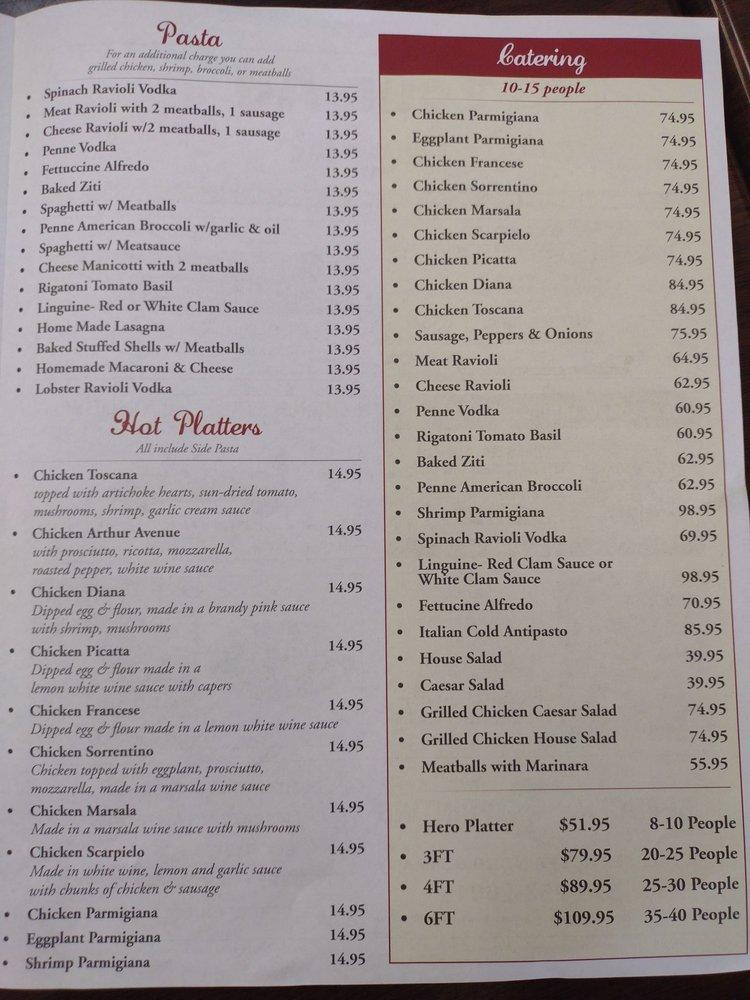 Menu at Arthur Ave Italian Deli restaurant, Honesdale