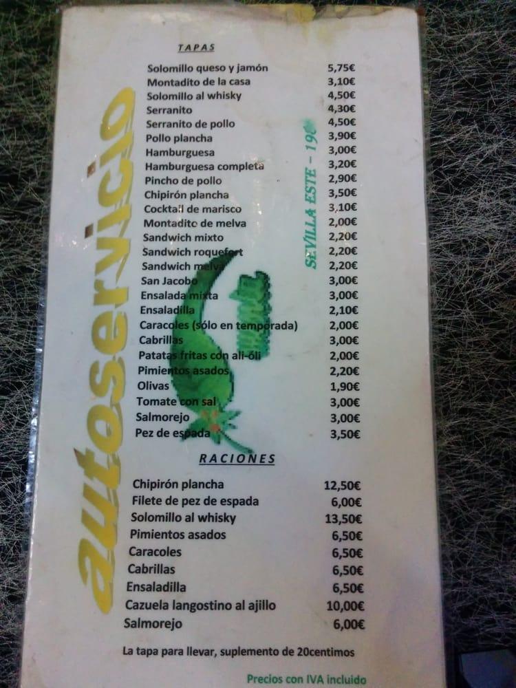 Carta de Bar Menta, Sevilla