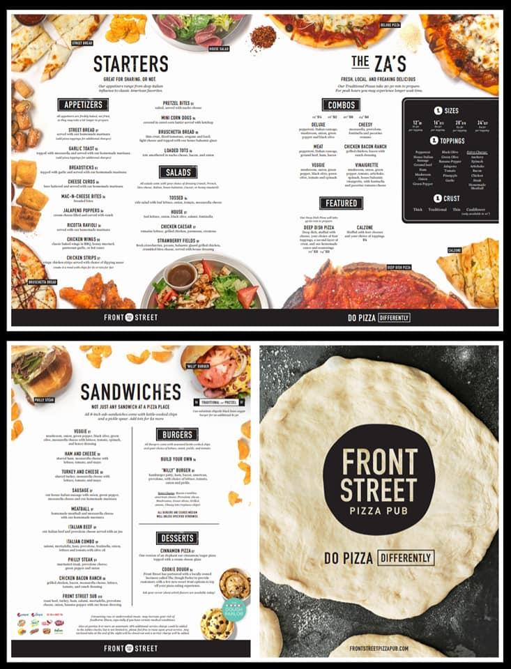 Menu at Front Street Pizza Pub, Niles