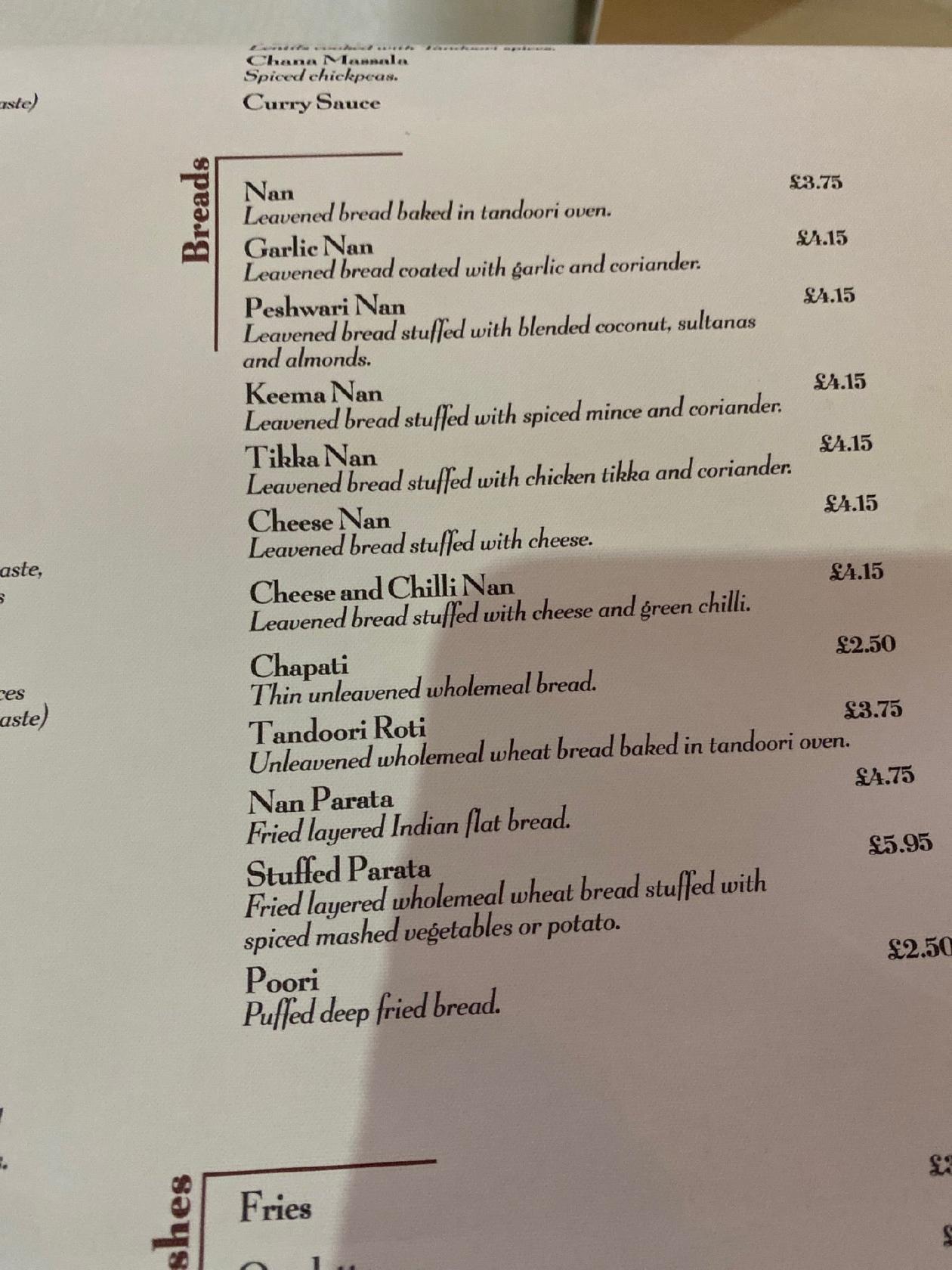 Menu at Saffron Innerleithen (Authentic Indian Restaurant and