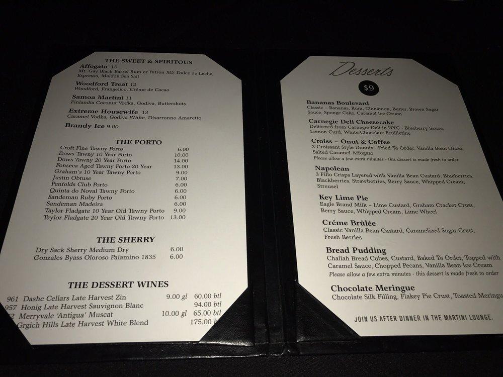 Menu at Boulevard Steakhouse, Edmond